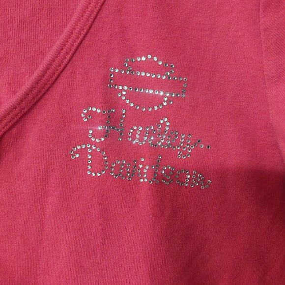 Harley-Davidson Vintage Red Long Sleeve Graphic Rhinestone - Picture 3 of 4